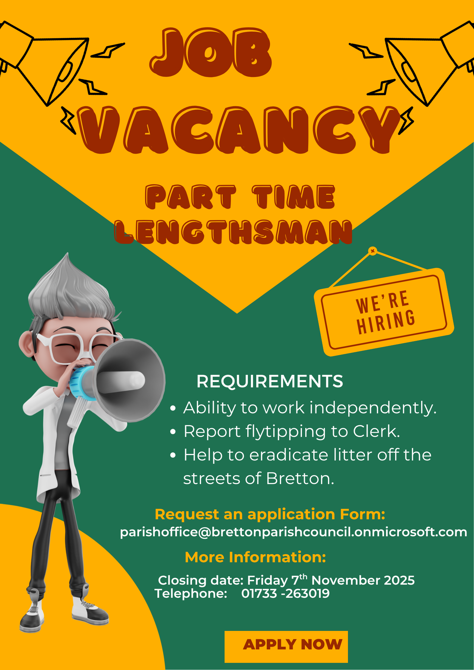 Part Time Ad Job Opportunity: Part-Time Lengthsman (Litter Picker) β Bretton Parish ...